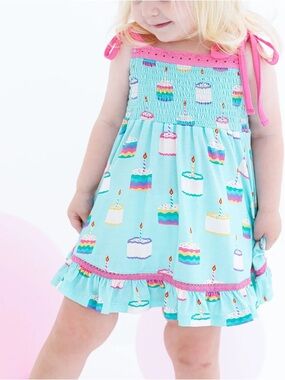 Birdie Bean Smocked Harlow Birthday Cake Dress 2T